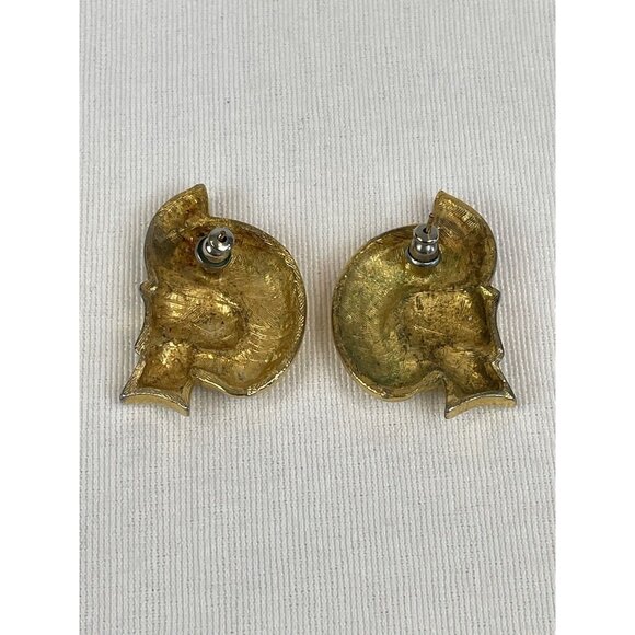 Vintage Gold Tone Twisted Knot Swirl Chunky Pierced Post Earrings 80s 90s - Picture 5 of 6